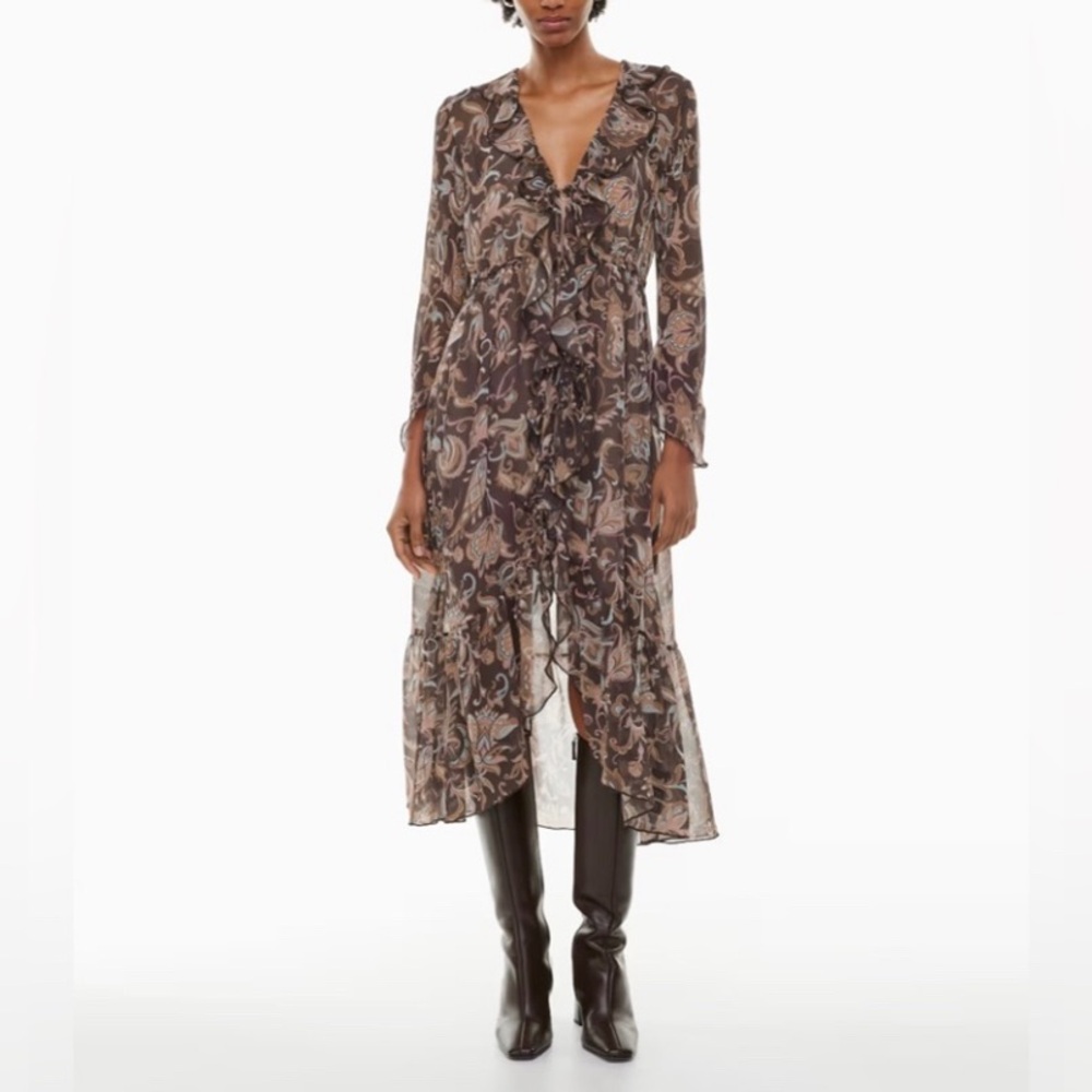 Aritzia Wilfred Mina Floral Boho Formal Wedding Guest Evening Dress Size XXS